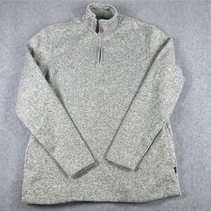 Chaps Sweater Mens Large Gray Pullover Sweater 1/4 Zip Mock Neck